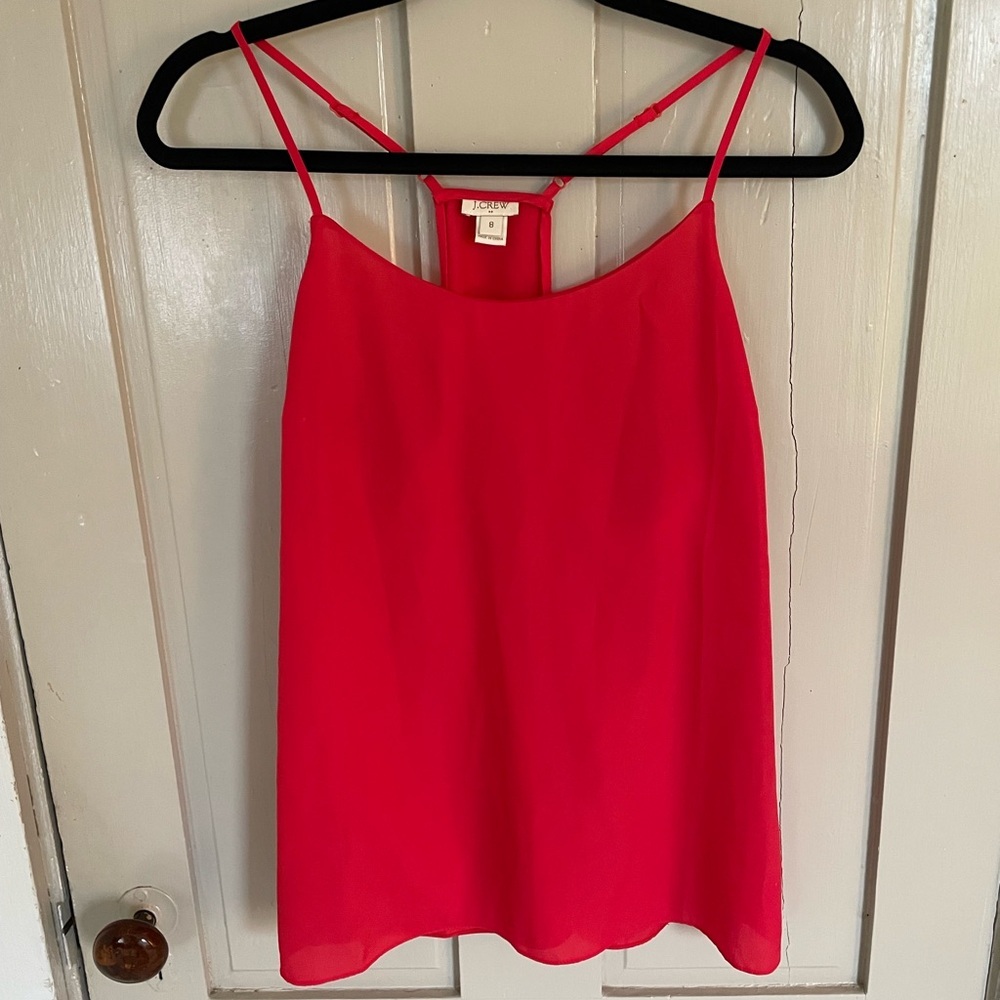 J. Crew Brilliant Red Camisole Tank Top Adjustable Straps Comfy Airy Summer Work - Picture 2 of 6